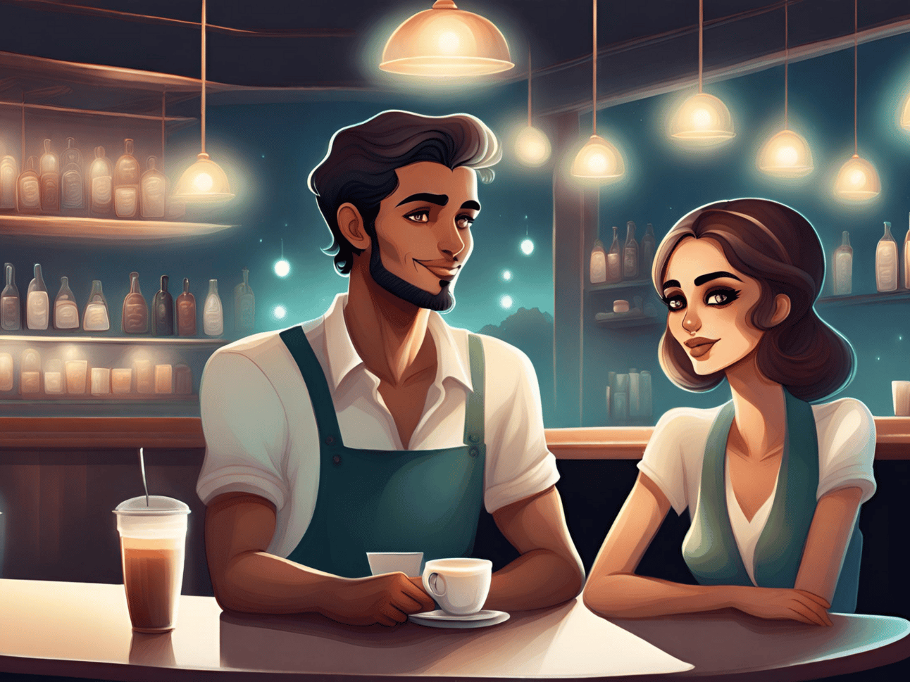 Imagen generada por IA de la pareja en cuestión, con un estilo ensoñador. No ha quedado mal, la verdad.